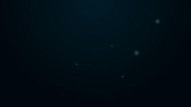 Siyah arkaplanda izole edilmiş bir simge arayışında hedefleri olan parlak neon hattı Radar. Arama sistemi. Donanma sonarı. 4K Video hareketli grafik canlandırması