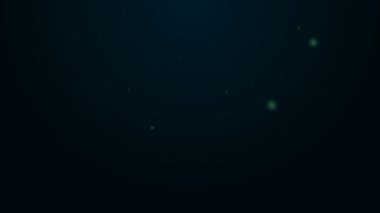 Gıda ve içecek ikonu için parlak neon hattı Trolley siyah arka planda izole edildi. 4K Video hareketli grafik canlandırması