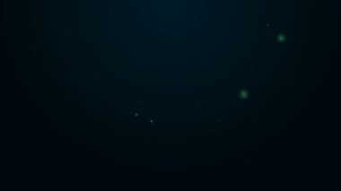 Parlayan neon hattı uçak bileti ikonu siyah arka planda izole edildi. Uçak bileti. 4K Video hareketli grafik canlandırması