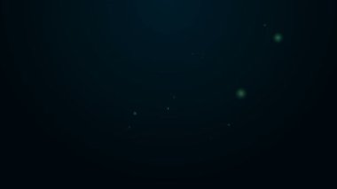 Parlayan neon hattı yakıt tankeri ikonu siyah arka planda izole edildi. Benzin tankeri. 4K Video hareketli grafik canlandırması