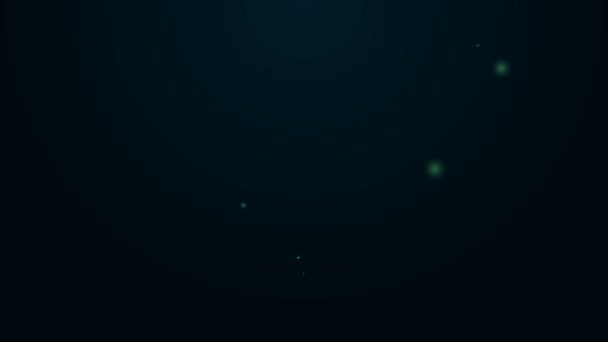 Línea de neón brillante Localización icono pirata aislado sobre fondo negro. Animación gráfica de vídeo 4K — Vídeo de stock