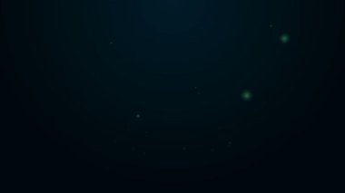 Parlayan neon hattı buz hokeyi sopaları simgesi siyah arka planda izole edildi. 4K Video hareketli grafik canlandırması