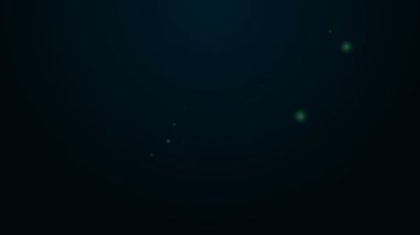 Parlayan neon çizgisi Kızak simgesi siyah arkaplanda izole edildi. Kış ulaşım aracı. 4K Video hareketli grafik canlandırması