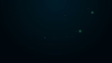 Parlayan neon çizgisi Hokey miğferi simgesi siyah arkaplanda izole edildi. 4K Video hareketli grafik canlandırması