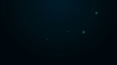 Parlayan neon çizgisi Hokey maskesi simgesi siyah arkaplanda izole edildi. 4K Video hareketli grafik canlandırması