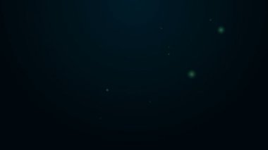 Parlayan neon hattı termos konteynır simgesi siyah arkaplanda izole edildi. Termo matara ikonu. Kamp ve yürüyüş ekipmanları. 4K Video hareketli grafik canlandırması