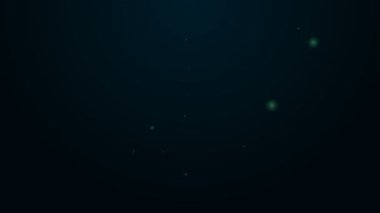 Parlayan neon hattı su geçirmez lastik bot simgesi siyah arkaplanda izole edildi. Yağmurlu hava, balıkçılık, bahçe işleri için çizme. 4K Video hareketli grafik canlandırması