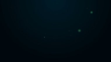 Parlayan neon hattı, siyah arka planda izole edilmiş kış kulaklığı simgesi. Kulaklıklar. 4K Video hareketli grafik canlandırması