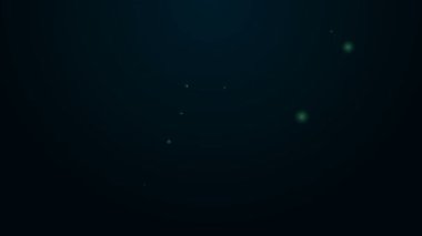 Parlayan neon hattı İşitme cihazı simgesi siyah arkaplanda izole edildi. Kulak ve işitme. 4K Video hareketli grafik canlandırması