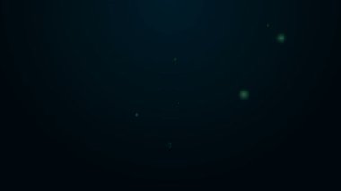 Parlayan neon hattı, siyah arka planda izole edilmiş huzurevi ikonu. Yaşlı ve hasta insanlar için sağlık hizmeti. Emekli insanlar için merkez. 4K Video hareketli grafik canlandırması