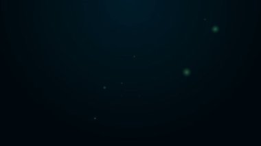 Parlayan neon hattı, siyah arka planda izole edilmiş huzurevi ikonu. Yaşlı ve hasta insanlar için sağlık hizmeti. Emekli insanlar için merkez. 4K Video hareketli grafik canlandırması