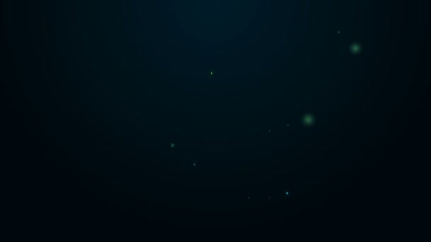 Светящаяся неоновая линия Иконка сложенной карты изолирована на черном фоне. Видеографическая анимация 4K — стоковое видео