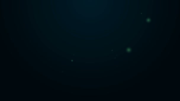 Ragyogó neon vonal Téli fejhallgató ikon elszigetelt fekete háttérrel. Füldugó jel. 4K Videó mozgás grafikus animáció — Stock videók