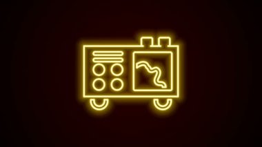 Parlayan neon çizgi spektrometre simgesi siyah arkaplanda izole edildi. 4K Video hareketli grafik canlandırması