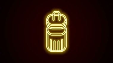Parlayan neon hattı Çöp kutusu simgesi siyah arkaplanda izole edildi. Çöp kutusu tabelası. Sepet simgesini geri dönüştür. Ofis çöpü ikonu. 4K Video hareketli grafik canlandırması