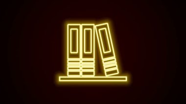 Siyah zemin üzerinde kağıt ve belge simgesi bulunan parlak neon hat ofis dizinleri. Ofis dosyaları. Dosya arşivleme işareti. 4K Video hareketli grafik canlandırması
