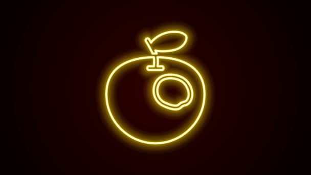 Linea neon luminosa Icona di mela geneticamente modificata isolata su sfondo nero. Frutta OGM. Animazione grafica 4K Video motion — Video Stock