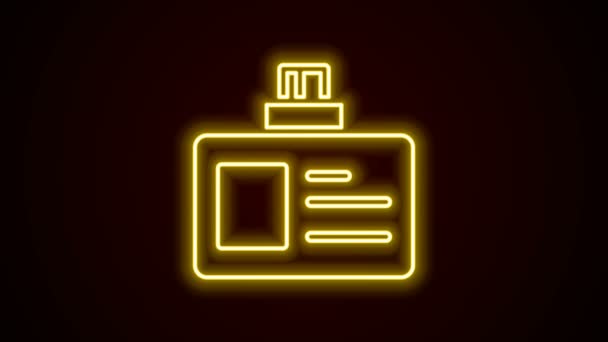 Glowing neon line Identification badge icon isolated on black background. It can be used for presentation, identity of the company, advertising. 4K Video motion graphic animation — Stock Video