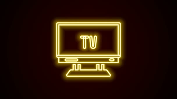 Świecąca neonowa ikona Smart Tv odizolowana na czarnym tle. Znak telewizyjny. 4K Animacja graficzna ruchu wideo — Wideo stockowe
