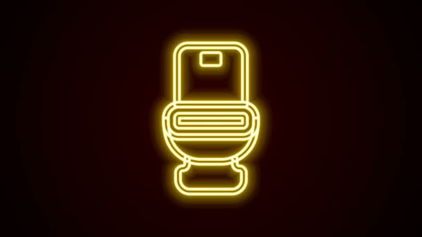 Parlayan neon hattı tuvalet klozeti ikonu siyah arka planda izole edilmiş. 4K Video hareketli grafik canlandırması — Stok video
