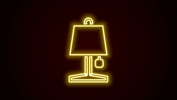Glowing neon line Table lamp icon isolated on black background. 4K Video motion graphic animation — Stock Video
