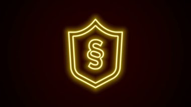 Parlayan neon hattı Adalet Yasası siyah arka planda izole edilmiş bir simgedir. 4K Video hareketli grafik canlandırması