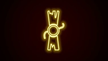 Parlayan neon çizgisi Kararname, kağıt, parşömen, parşömen simgesi siyah arkaplanda izole edilmiş. 4K Video hareketli grafik canlandırması