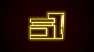 Parlayan neon hattı. Bebek maması simgesi siyah arka planda izole edilmiş. 4K Video hareketli grafik canlandırması