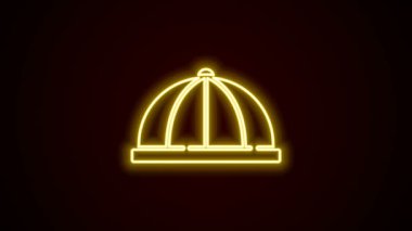 Parlayan neon hattı bebek şapkası simgesi siyah arka planda izole edildi. 4K Video hareketli grafik canlandırması