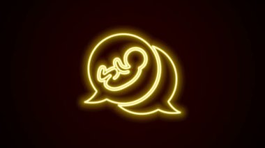 Parlayan neon hattı bebek ikonu siyah arka planda izole edildi. 4K Video hareketli grafik canlandırması