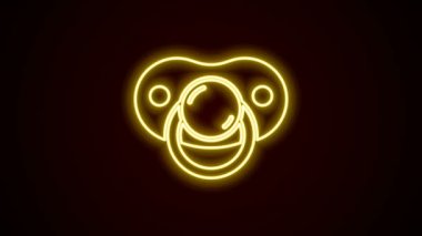 Parlayan neon hattı Bebek Emzik simgesi siyah arkaplanda izole edildi. Çocuk oyuncağı. 4K Video hareketli grafik canlandırması