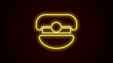 Parlayan neon hattı Kaptan şapka simgesi siyah arka planda izole edildi. 4K Video hareketli grafik canlandırması