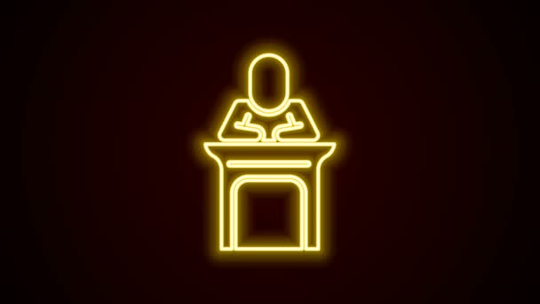Linea al neon luminosa Icona del giudice isolata su sfondo nero. Animazione grafica 4K Video motion — Video Stock