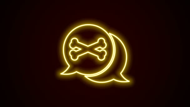 Gloeiende neon lijn Locatie piraat pictogram geïsoleerd op zwarte achtergrond. 4K Video motion grafische animatie — Stockvideo