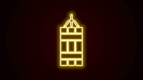 Glowing neon line Detonate dynamite bomb stick icon isolated on black background. Bom waktu adalah konsep ledakan bahaya. Animasi grafis gerak Video 4K — Stok Video