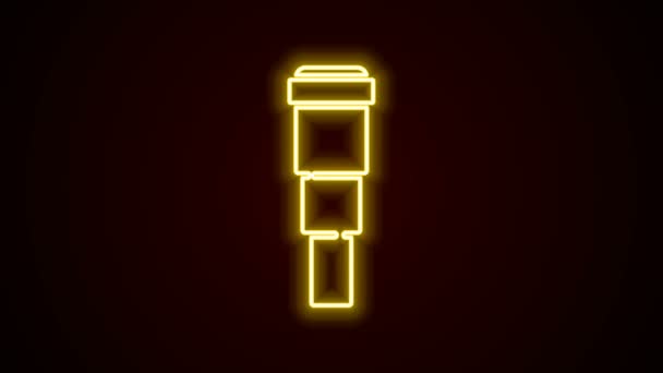 Gloeiende neon lijn Spyglass telescoop lens pictogram geïsoleerd op zwarte achtergrond. Zeespiegelglas. 4K Video motion grafische animatie — Stockvideo