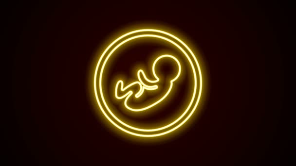 Светящаяся неоновая линия иконка Baby выделена на черном фоне. Видеографическая анимация 4K — стоковое видео