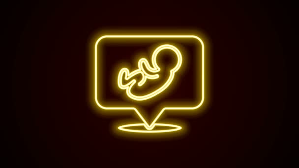 Glowing neon line Baby icon isolated on black background. 4K Video motion graphic animation — Stock Video