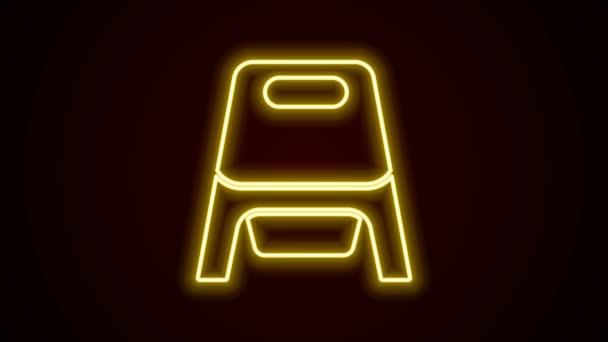 Gloeiende neon lijn Baby potje pictogram geïsoleerd op zwarte achtergrond. Kamerpot. 4K Video motion grafische animatie — Stockvideo