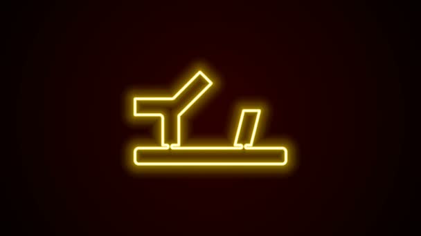 Luminose neon linea Baby scarpe icona isolata su sfondo nero. Segno di sandalo. Animazione grafica 4K Video motion — Video Stock