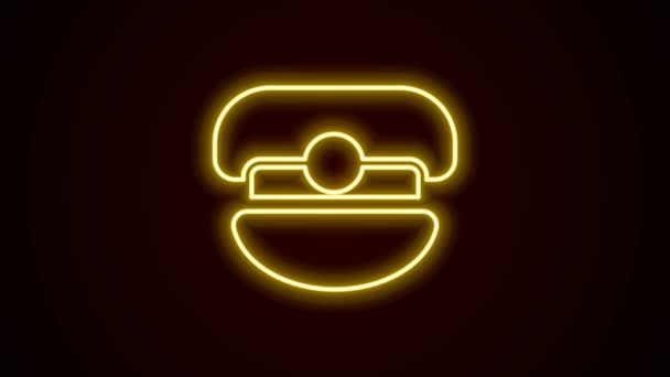 Zářící neonová čára Ikona kapitánského klobouku izolovaná na černém pozadí. Grafická animace pohybu videa 4K — Stock video
