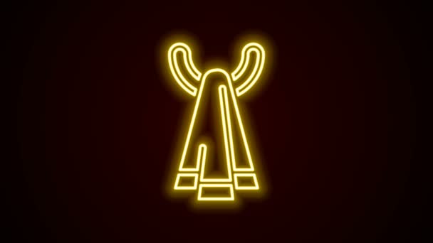 Leuchtende Neon-Linie Handtuch auf einem Kleiderbügel Symbol isoliert auf schwarzem Hintergrund. Handtuch-Symbol. 4K Video Motion Grafik Animation — Stockvideo