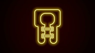 Parlayan neon çizgili can yeleği simgesi siyah arkaplanda izole edildi. Can yeleği ikonu. Olağanüstü bir spor. Spor malzemeleri. 4K Video hareketli grafik canlandırması
