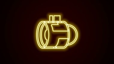 Parlayan neon hattı Jet motor türbini simgesi siyah arkaplanda izole edildi. Uçak türbini. Uçak ekipmanları. Jet pervanesi. Havacılık servisi. Motor çalışıyor. 4K Video hareketli grafik canlandırması