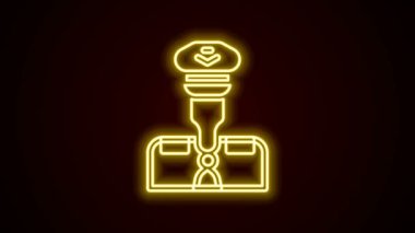 Parlayan neon hattı Pilot simgesi siyah arkaplanda izole edildi. 4K Video hareketli grafik canlandırması