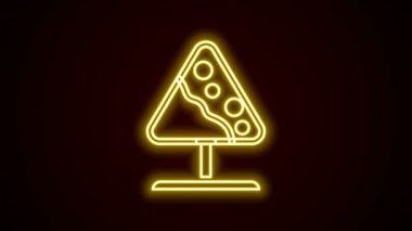 Parlayan neon çizgisi tabela çığ simgesi siyah arkaplanda izole edildi. Kar kayması ya da hızlı kar akışı eğimli bir yüzeyden aşağı. 4K Video hareketli grafik canlandırması