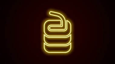 Siyah arka planda izole edilmiş kıvırma sporu ikonu için parlayan neon çizgisi Stone. Spor malzemeleri. 4K Video hareketli grafik canlandırması