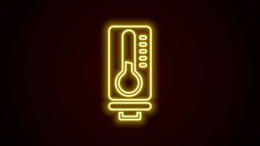 Parlayan neon hattı Meteoroloji termometresi, siyah zeminde izole edilmiş ısı ve soğuk ikonu ölçüyor. Termometre termometresi sıcak ya da soğuk hava gösteriyor. 4K Video hareketli grafik canlandırması