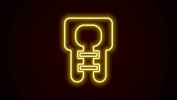 Glowing neon line Life jacket icon isolated on black background. Life vest icon. Extreme sport. Sport equipment. 4K Video motion graphic animation — Stock Video