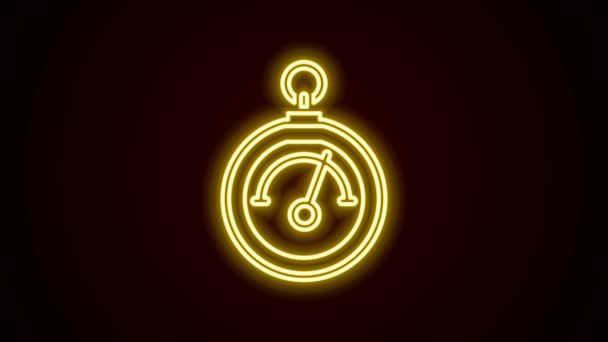 Ligne lumineuse icône Baromètre isolé sur fond noir. Animation graphique de mouvement vidéo 4K — Video